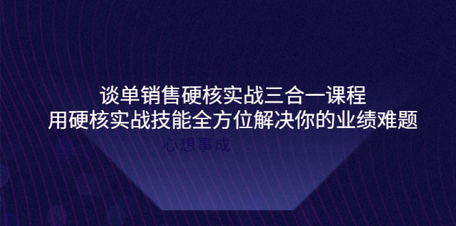 【副业项目4273期】谈单销售硬核实战三合一课程，用硬核实战技能全方位解决你的业绩难题-网赚资源网