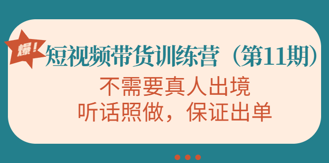 【副业项目4328期】短视频带货训练营（第11期），不需要真人出境，听话照做，保证出单-网赚资源网