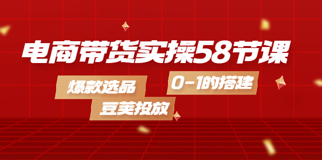 【副业项目4337期】电商带货实操58节课，爆款选品，豆荚投放，0-1的搭建-网赚资源网