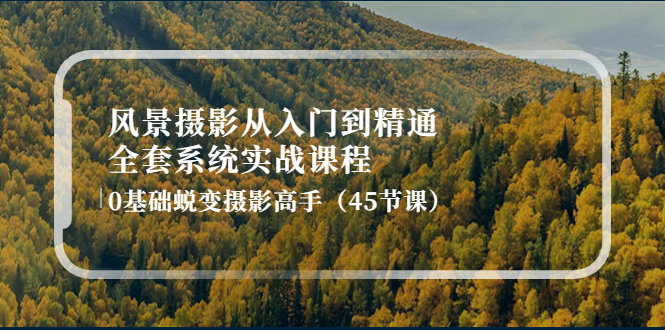 【副业项目4345期】风景摄影从入门到精通-全套系统实战课程：0基础蜕变摄影高手（45节课）-网赚资源网