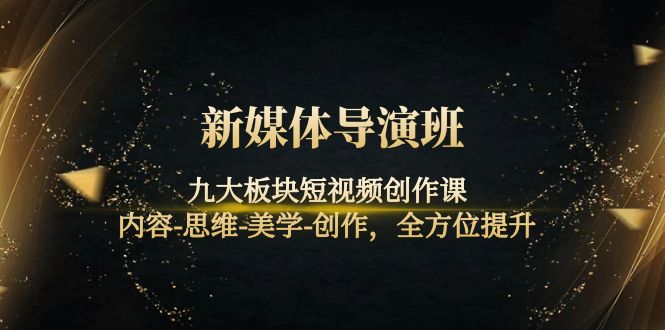 【副业项目4346期】新媒体导演班：九大板块短视频创作课，内容-思维-美学-创作，全方位提升-网赚资源网