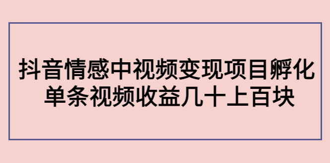 【副业项目4562期】黄岛主副业孵化营第5期：抖音情感中视频变现项目孵化 单条视频收益几十上百-网赚资源网