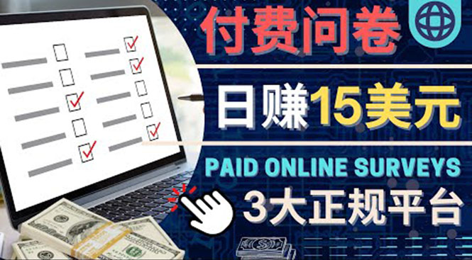 【副业项目4499期】参与付费调查，利用自己的空闲时间完成问卷，适合新手的平台，日赚15美元-网赚资源网