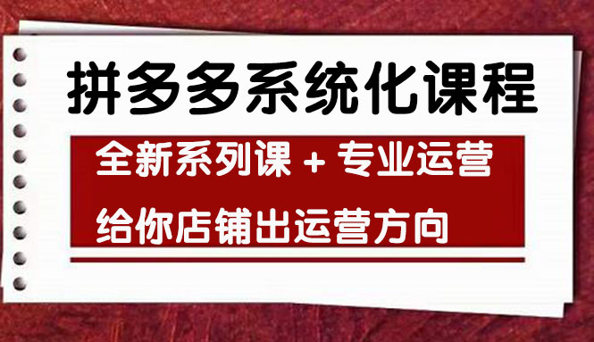 【副业项目4542期】车神陪跑，拼多多系统化课程，全新系列课+专业运营给你店铺出运营方向-网赚资源网
