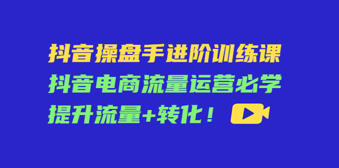 【副业项目4600期】抖音操盘手进阶训练课：抖音电商流量运营必学，提升流量+转化-网赚资源网
