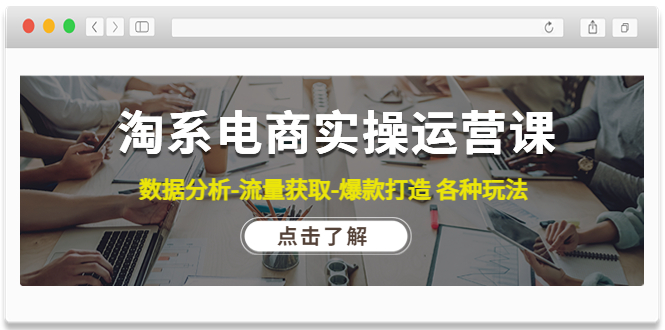 【副业项目4719期】淘系电商实操运营课：数据分析-流量获取-爆款打造 各种玩法（63节）-网赚资源网