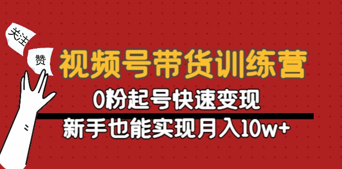 【副业项目4705期】视频号带货训练营：0粉起号快速变现，新手也能实现月入10w+-网赚资源网