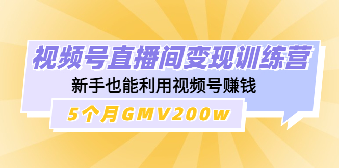 【副业项目4723期】视频号直播间变现训练营：新手也能利用视频号赚钱，5个月GMV200w-网赚资源网