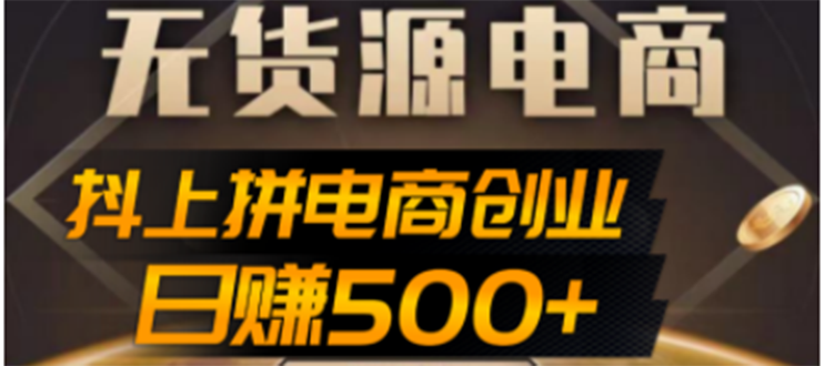 【副业项目4729期】抖上拼无货源电商创业项目、外面收费12800，日赚500+的案例解析参考-网赚资源网