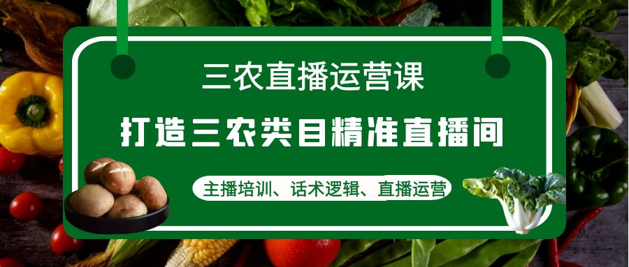 【副业项目4824期】三农直播运营课：打造三农类目精准直播间，主播培训、话术逻辑、直播运营-网赚资源网