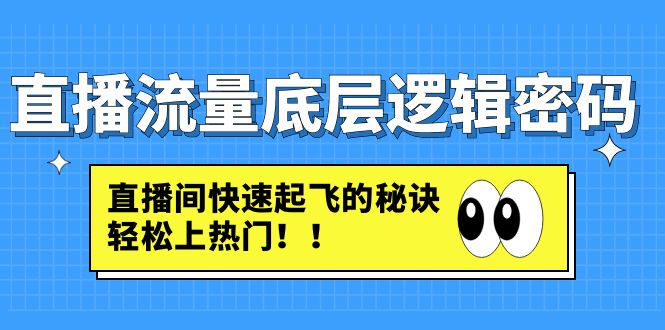 【副业项目4973期】直播流量底层逻辑密码：直播间快速起飞的秘诀，轻松上热门-网赚资源网