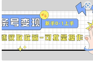【副业项目4839期】2023头条号实操变现课：新手0-1轻松上手，快速获取收益-可批量操作-网赚资源网