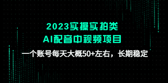 【副业项目4910期】2023实操实拍类AI配音中视频项目，一个账号每天大概50+左右，长期稳定-网赚资源网