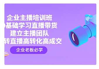 【副业项目4915期】企业主播培训班：0基础学习直播带货，建立主播团队，玩转直播高转化高成交-网赚资源网