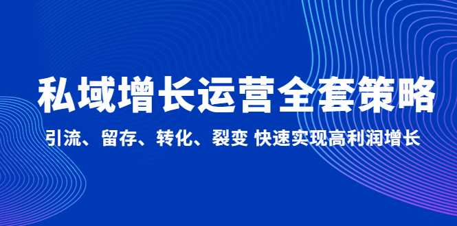 【副业项目5128期】私域增长运营全套策略：引流、留存、转化、裂变 快速实现高利润增长-网赚资源网