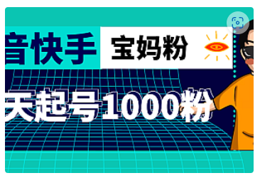 【副业项目5035期】抖音快手三天起号涨粉1000宝妈粉丝的核心方法【详细玩法教程】-网赚资源网