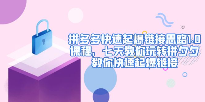【副业项目5065期】拼多多快速起爆链接思路1.0课程，七天教你玩转拼夕夕，教你快速起爆链接-网赚资源网