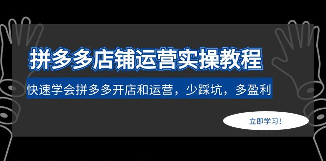 【副业项目5088期】拼多多店铺运营实操教程：快速学会拼多多开店和运营，少踩坑，多盈利-网赚资源网
