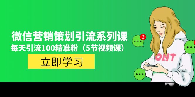 【副业项目5143期】价值百万的微信营销策划引流系列课，每天引流100精准粉（5节视频课）-网赚资源网