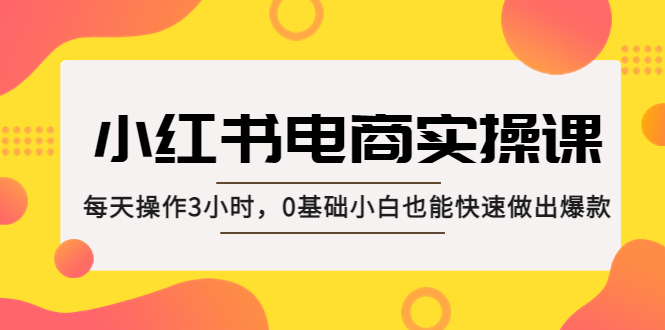 【副业项目5332期】小红书·电商实操课：每天操作3小时，0基础小白也能快速做出爆款-网赚资源网
