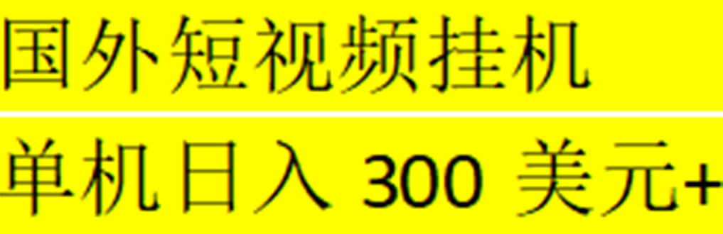 【副业项目5287期】海外暴力短视频挂机全自动撸美金 单机日入300美元+【脚本免费】-网赚资源网