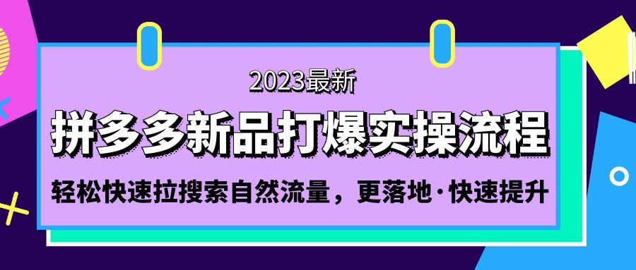 【副业项目5213期】拼多多-新品打爆实操流程：轻松快速拉搜索自然流量，更落地·快速提升-网赚资源网