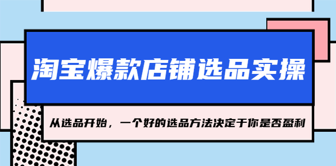 【副业项目5373期】淘宝爆款店铺选品实操，2023从选品开始，一个好的选品方法决定于你是否盈利-网赚资源网