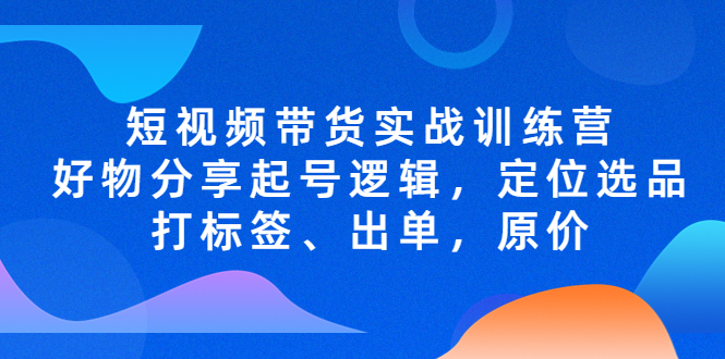 【副业项目5244期】短视频带货实战训练营，好物分享起号逻辑，定位选品打标签、出单，原价-网赚资源网