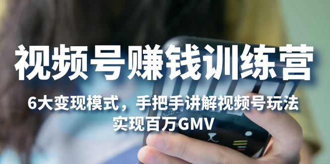 【副业项目5296期】视频号赚钱训练营：6大变现模式，对平台的各项功能详细讲解，实现百万GMV-网赚资源网
