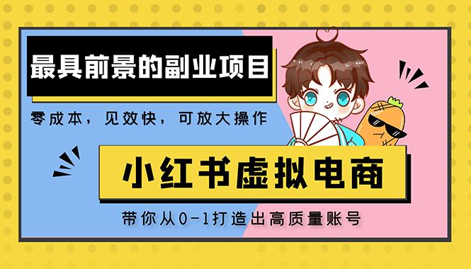 【副业项目5341期】小红书蓝海大市场虚拟电商项目，手把手带你打造出日赚2000+高质量红薯账号-网赚资源网