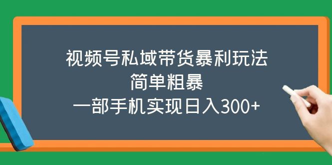 【副业项目5627期】视频号私域带货暴利玩法，简单粗暴，一部手机实现日入300+-网赚资源网