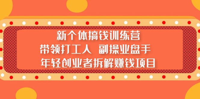 【副业项目5435期】新个体搞钱训练营：带领打工人 副操业盘手 年轻创业者拆解赚钱项目-网赚资源网