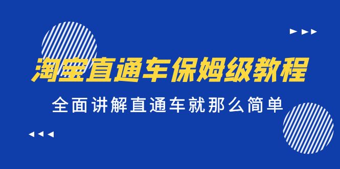 【副业项目5451期】淘宝直通车保姆级教程，全面讲解直通车就那么简单！-网赚资源网