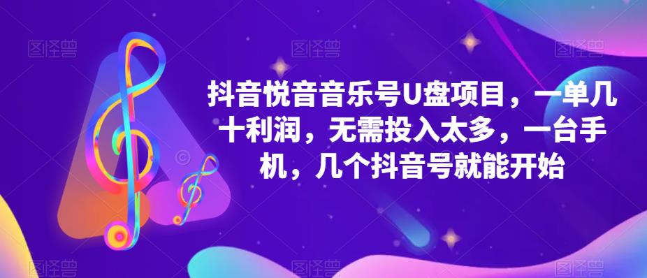 【副业项目5503期】抖音音乐号U盘项目 一单几十利润 无需投入太多 一台手机 几个抖音号就开始-网赚资源网