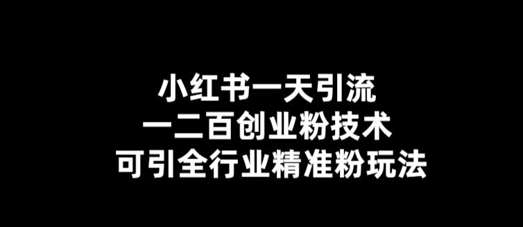 【副业项目5857期】【引流必备】小红书一天引流一二百创业粉技术，可引全行业精准粉玩法-网赚资源网