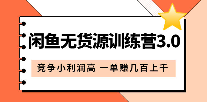 【副业项目5864期】闲鱼无货源训练营3.0：竞争小利润高 一单赚几百上千（教程+手册）第3次更新-网赚资源网