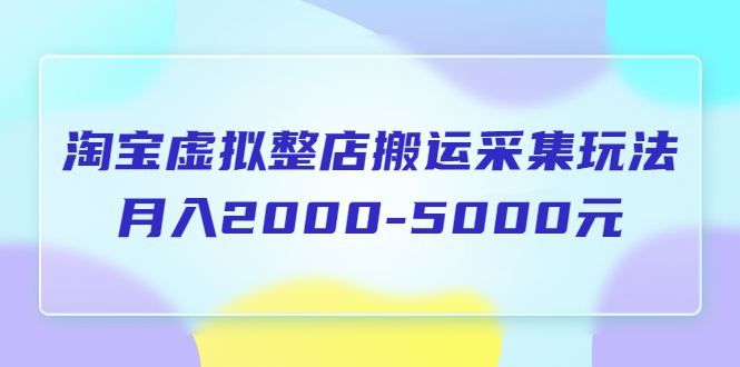 【副业项目5953期】淘宝虚拟整店搬运采集玩法分享课：月入2000-5000元（5节课）-网赚资源网