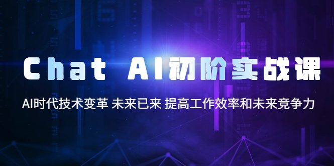 【副业项目5685期】Chat AI初阶实战课，AI时代技术变革 未来已来 提高工作效率和未来竞争力-网赚资源网
