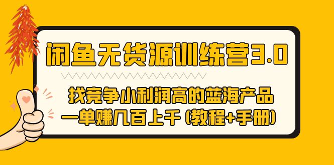 【副业项目5755期】闲鱼无货源训练营3.0 找竞争小利润高的蓝海产品 一单赚几百上千(教程+手册)-网赚资源网