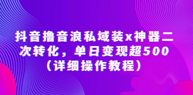【副业项目6229期】抖音撸音浪私域装x神器二次转化，单日变现超500（详细操作教程）-网赚资源网