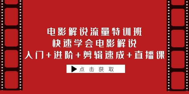 【副业项目6249期】电影解说流量特训班：快速学会电影解说，入门+进阶+剪辑速成+直播课-网赚资源网