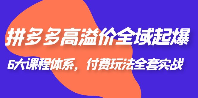 【副业项目6362期】拼多多-高溢价 全域 起爆，6大课程体系，付费玩法全套实战！-网赚资源网