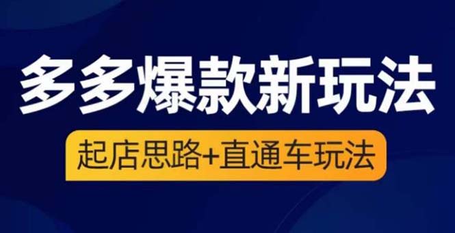 【副业项目6039期】2023拼多多爆款·新玩法：起店思路+直通车玩法（3节精华课）-网赚资源网