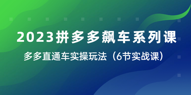 【副业项目6041期】2023拼多多飙车系列课，多多直通车实操玩法（6节实战课）-网赚资源网