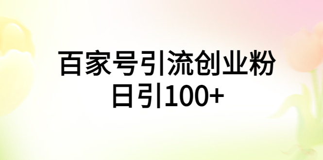 【副业项目6009期】百家号引流创业粉日引100+有手机电脑就可以操作-网赚资源网