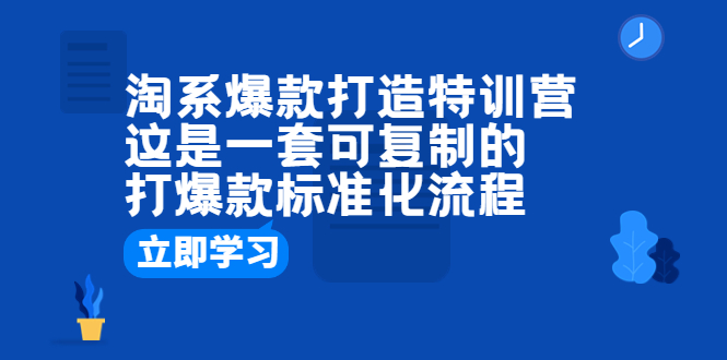 【副业项目6602期】淘系爆款打造特训营：这是一套可复制的打爆款标准化流程-网赚资源网