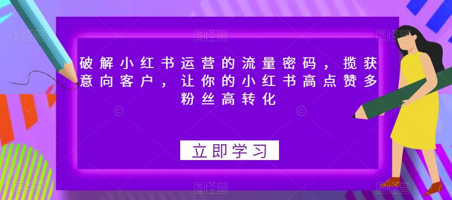 【副业项目6608期】破解小红书运营的流量密码，揽获意向客户，让你的小红书高点赞多粉丝高转化-网赚资源网