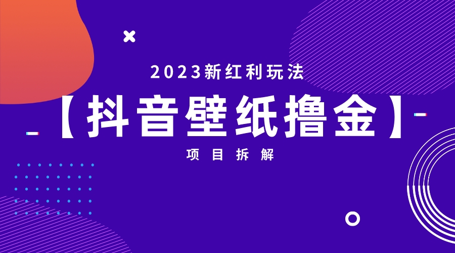 【副业项目6746期】2023新红利玩法：抖音壁纸撸金项目-网赚资源网