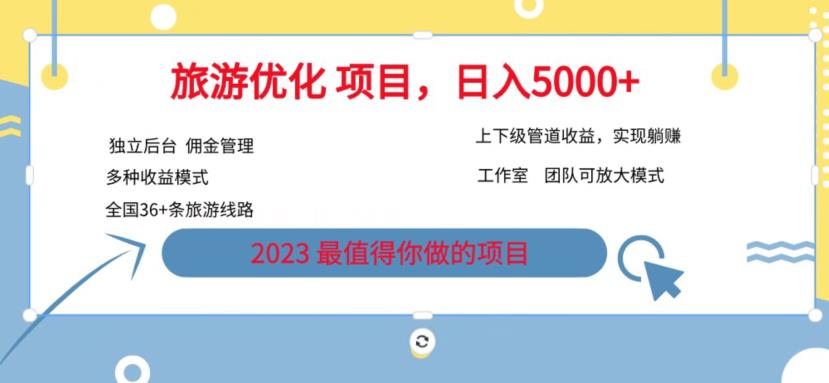 【副业项目6884期】旅游项目最新模式，独立后台+全国35+线路，日入5000+【揭秘】-网赚资源网