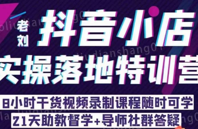 【副业项目6755期】老刘·抖店商品卡流量，​抖音小店实操落地特训营，8小时干货视频录制课程随时可学-网赚资源网